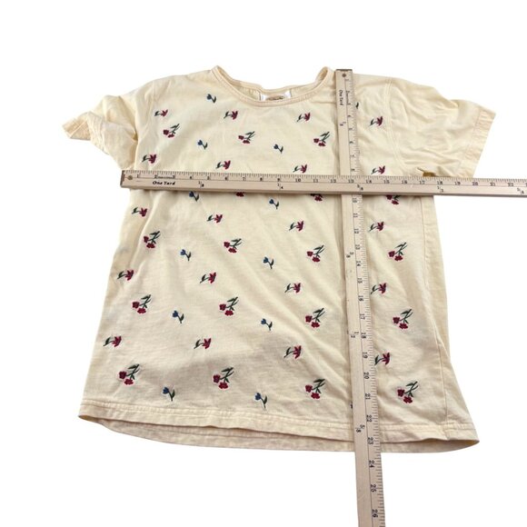 Talbots Women's Small Floral Embroidered T-Shirt 100% Cotton Beige‎ - Picture 2 of 5